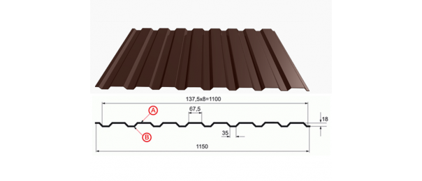 Профнастил коричневый оцинкованный  RAL 8017 С-20 купить недорого в Зарайске