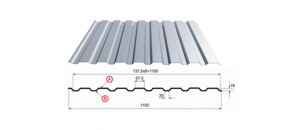 Профнастил оцинкованный С-20 1100x3000 купить недорого в Зарайске
